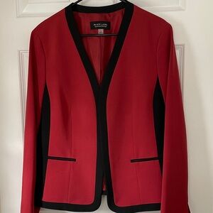Black Label by Evan-Picone size 14 red & black colorblock blazer jacket